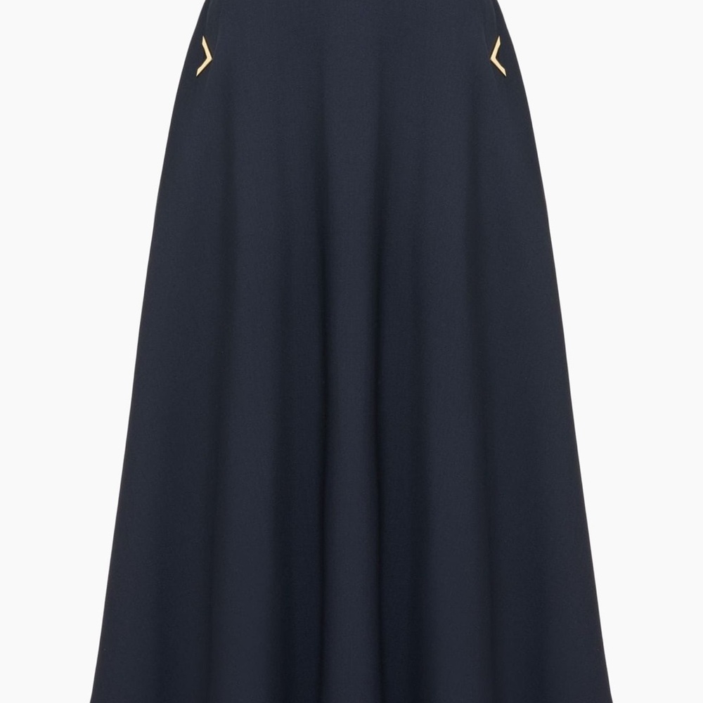 Valentino Garavani Crepe Couture Navy Blue Midi Skirt